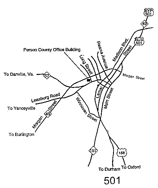 Map to Person County Cooperative Extension